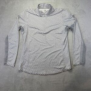 EP New York Womens Golf Top M White Black Geometric 1/4 Zip Long Sleeve Pullover